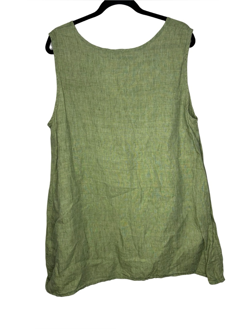 Flax Linen Green Sleeveless Tank Top Tunic Size Large Lagenlook Minimalist - Picture 7 of 10